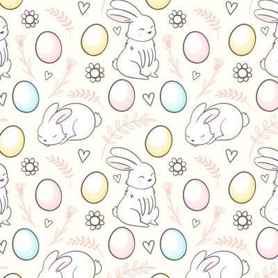 Пастельный узор с зайцами