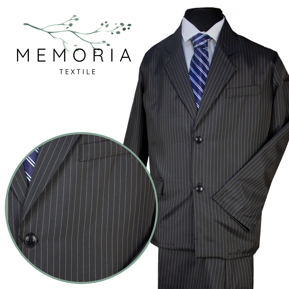 Костюм-тройка мужской без подкладки габардин в полоску, с рубашкой и галстуком