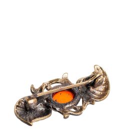 AM- 894 Брошь «Вьюнок» (латунь, янтарь)