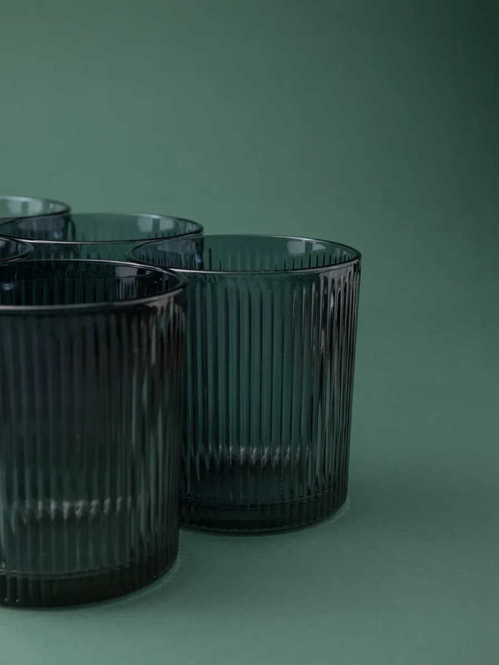 Набор ребристых бокалов для виски, 350 мл. 6 шт. черные