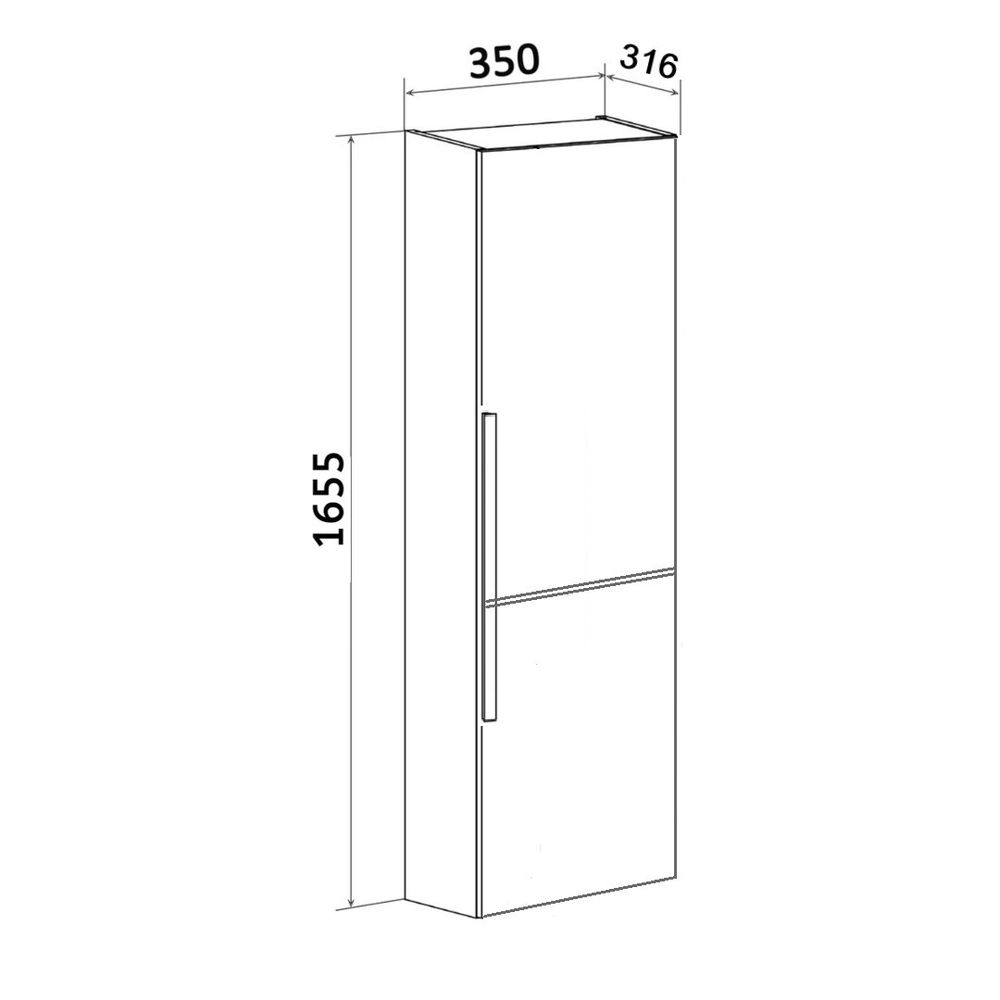 Пенал Runo правый подвесной дуб черный Мальта 35 (00-00001095)