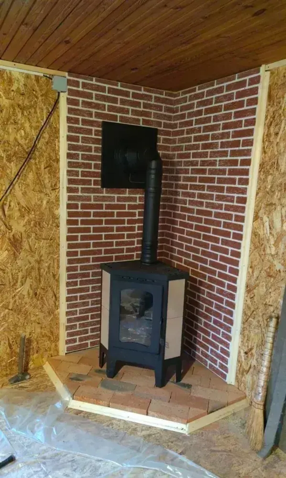 Огнестойкая плита 2 шт ОгнеСТОП декор кирпичики короед красный 1200*600*9 2шт. по 7кг ( минерит )