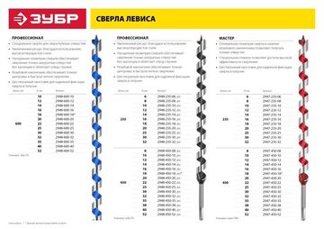 ЗУБР 38 x 450/360 мм, шестигранный хвостовик, сверло левиса по дереву (2947-450-38)