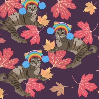 Коты и осенние листья