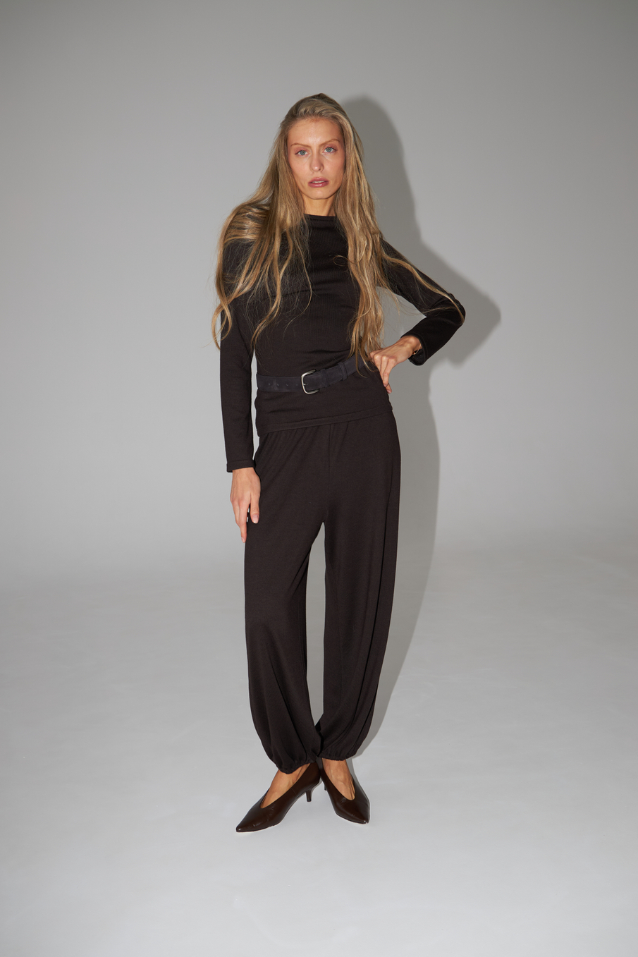 Лонгслив облегающий из тонкой шерсти