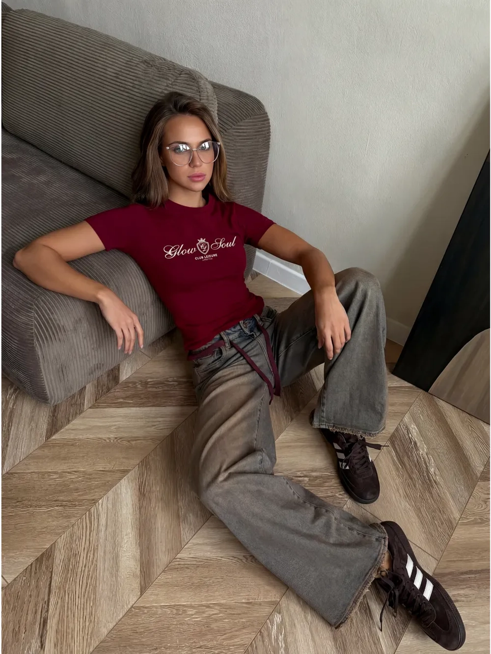 Футболка skims с принтом облегающая