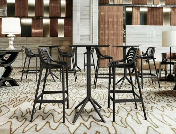 Стол пластиковый барный складной Sky Folding 60х60 черный