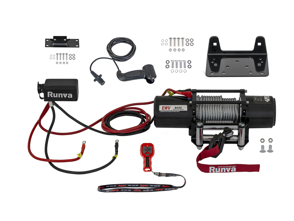 Лебёдка автомобильная электрическая 12V Runva 6000 lbs 2722 кг (стальной трос) EWV6000S