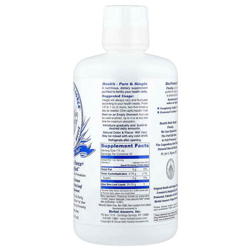 Herbal Answers, Pure Aloe Force®, Raw-Purified™, 946 мл (32 жидк. унции)