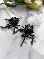 Серьги "Цветы" ручной работы из бисера с камнем камнем агат и кристаллами Swarovski