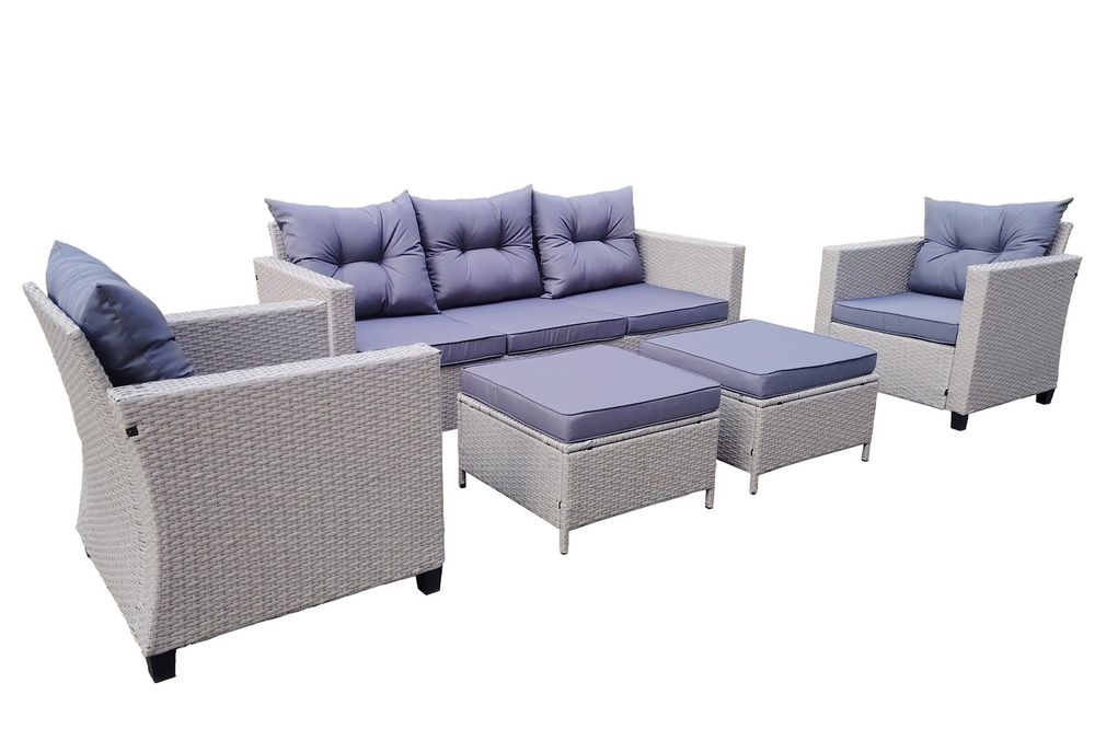 "Бостон" лаунж-зона из искусственного ротанга, цвет серый