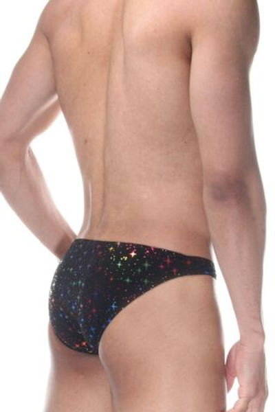 Мужские трусы-слипы с разноцветными звездами (Размер: XL) (Цвет: черный)