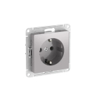 Atlas Design розетка с заземлением без шторок, 16А, мех., быстрозажим. клем., алюминий
