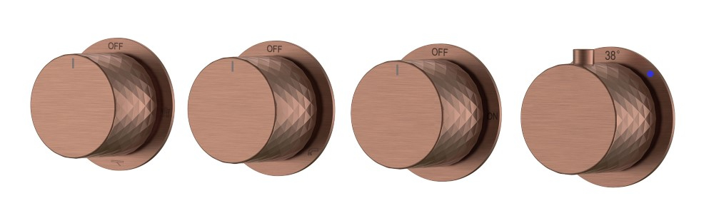 Смеситель встроенный с термостатом STICK DIAMOND BRUSHED BRONZE 5-проходной