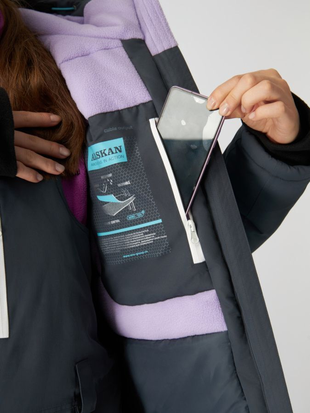 Костюм зимний женский Alaskan Vanda M белый/голубой/серый (куртка+полукомбинезон)