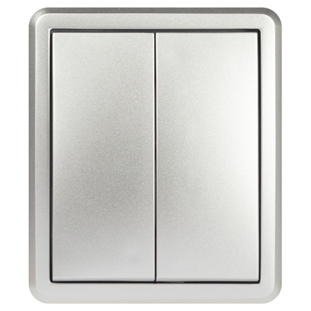 Выключатель ЭРА Эксперт 11-1205-03 двойной с подсветкой IP20 10АХ-250В ОУ алюминий | Эра Эксперт