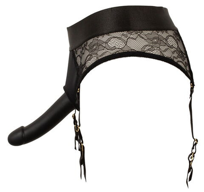 Черный женский страпон Strap-on Set: трусики и насадка (Цвет: черный)