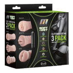 Набор из 3 мастурбаторов и вибропули 3-Pack Self-Lubricating Vibrating Stroker Sleeve Kit (Цвет: телесный)