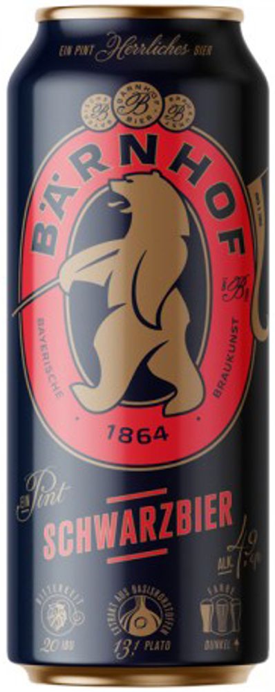 Пиво Бернхоф Шварцбир / Barnhof Schwarzbier 0.568 - банка
