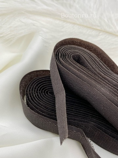 Лента липучка темно коричневая 2 метра, ширина 20 мм