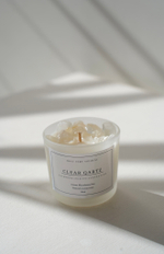 Ароматическая свеча с натуральным камнем "Горный хрусталь" и ароматом "Макадамия & Сандал" 80мл