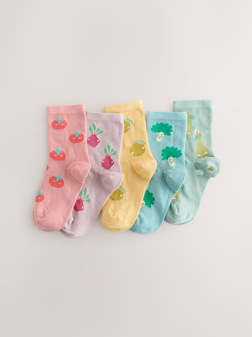 Носки хлопковые для девочки Next AU2-571, 5 шт., Розовый, Желтый, Голубой