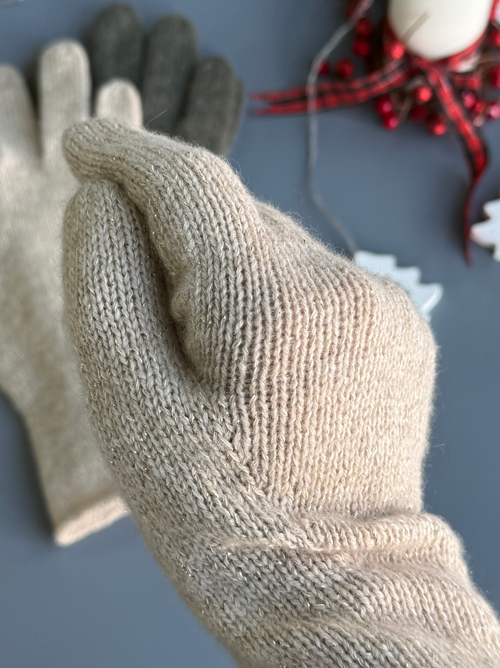 Совместное вязание ПЕРЧАТКИ С ЛЮРЕКСОМ