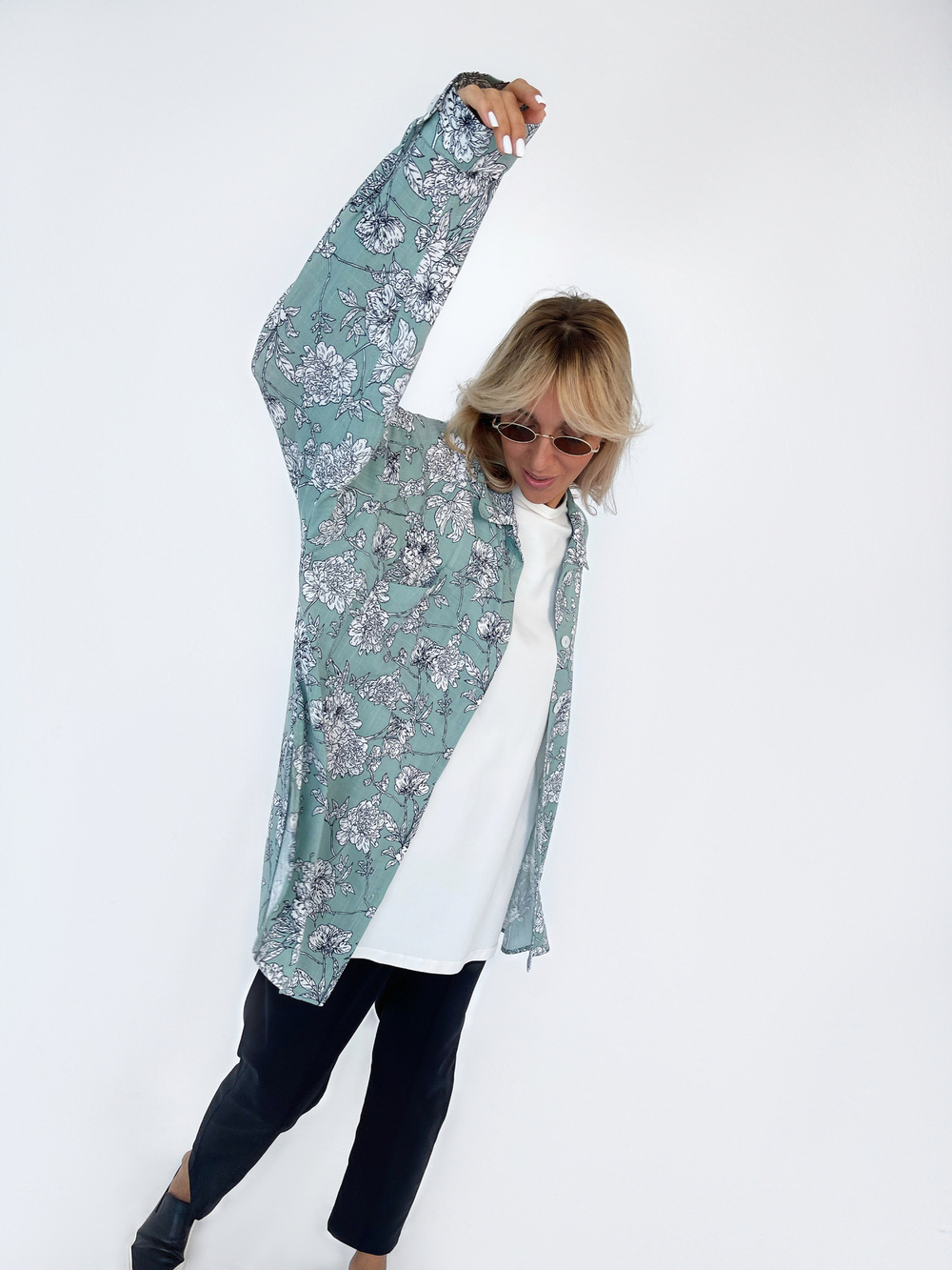 Рубашка цветок зеленая 2