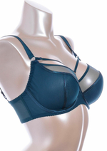 Изумрудный бюстгальтер на косточках plus size с декоративными бретелями (Размер: 100E) (Цвет: изумрудный)