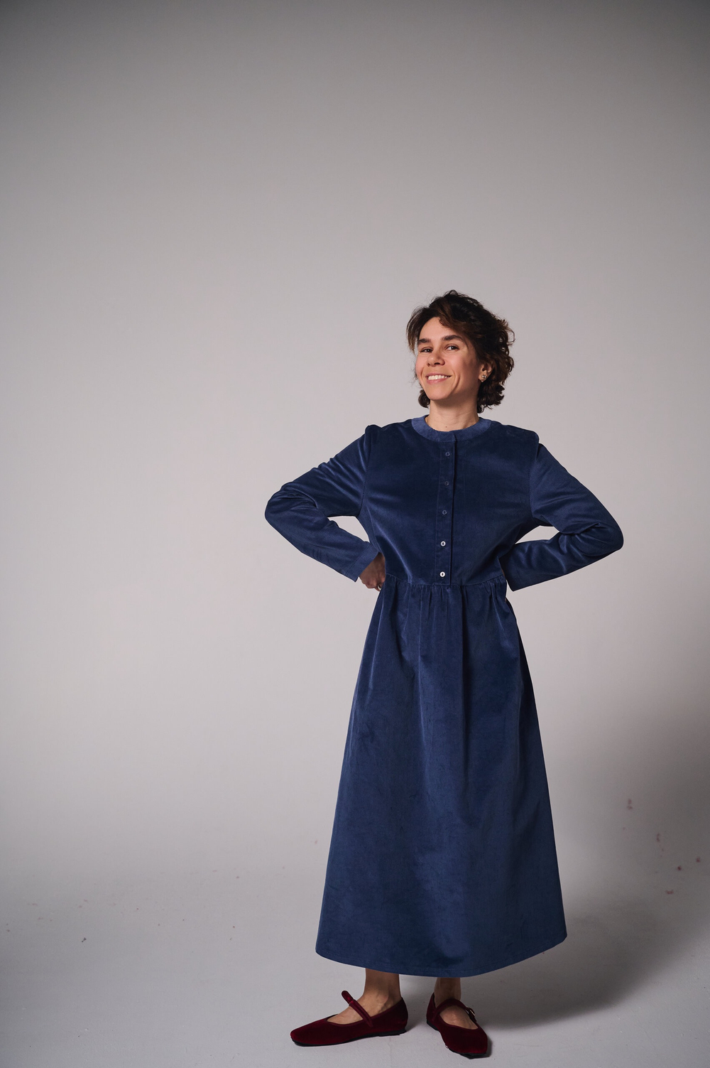 Платье оверсайз, вельвет индиго