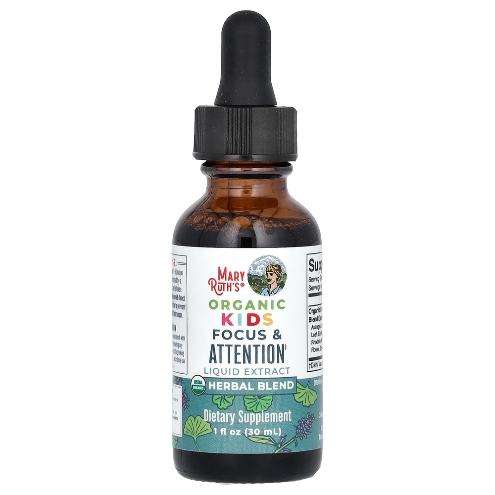 MaryRuth's, Organic Kids, жидкий экстракт для концентрации и внимания, без спирта, 1180 мг, 30 мл (1 жидк. унц.)