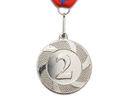 Медаль спортивная с лентой 2 место d - 5 см :T501-2