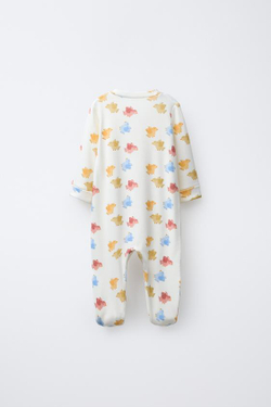 ZARA КОМБИНЕЗОН С ПРИНТОМ «ПТИЧКИ» И ТРАНСФОРМИРУЕМЫМИ СТУПНЯМИ, ЭКРЮ