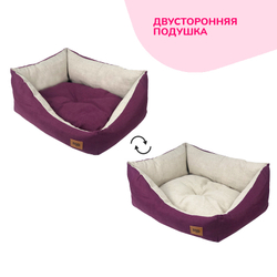 Лежанка ZOOEXPRESS «Эколен» пухлик, косая, баклажан - 55х40х23 см