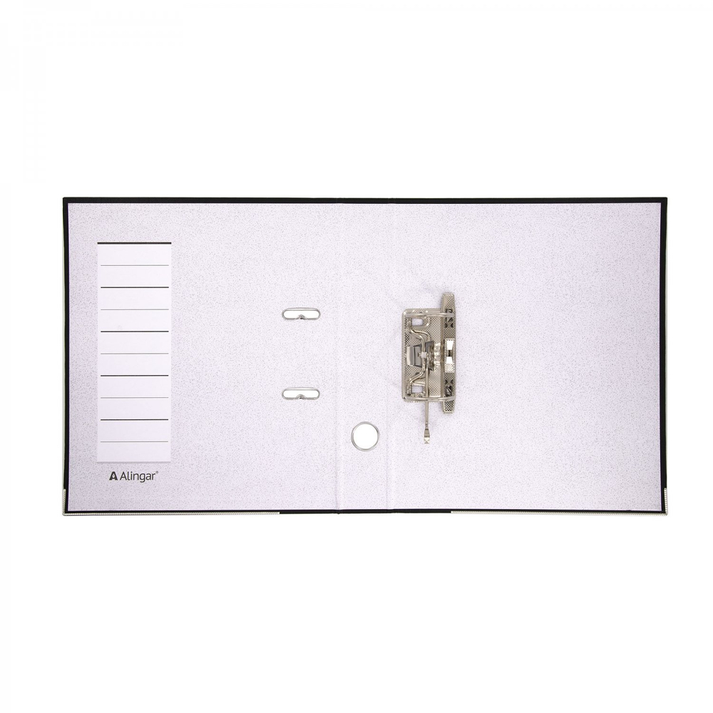 Папка-регистратор Alingar, А4, 50 мм, черный, ПВХ покрытие, фактура лен, карман на корешке, нижн. металл. кант, арочный механизм, неразборная