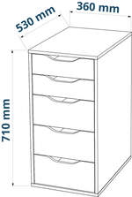 Комод Ингар 5 36x71x53, серо-бирюзовый