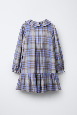 ZARA ПЛАТЬЕ В КЛЕТКУ С ЗАЩИПАМИ, СЕРЫЙ/СИНИЙ