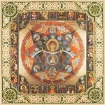 Икона БМ "Неопалимая Купина" и Собор Богородицы, рама 28х28, в коробке