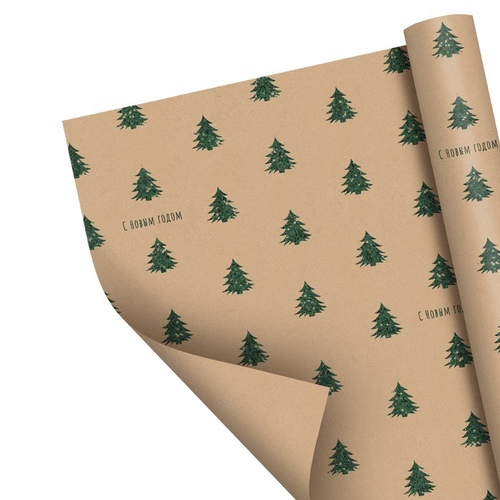 Бумага упаковочная крафтовая "ёлочки"