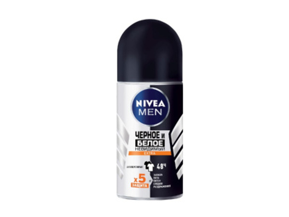 Nivea 50мл. муж. ролик Черный и белый невид Extra