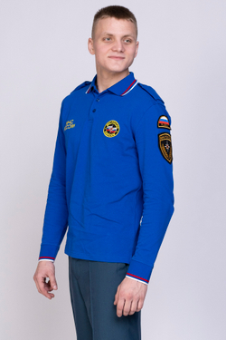 Рубашка-поло мужская МЧС длинный рукав (нового образца, василек)