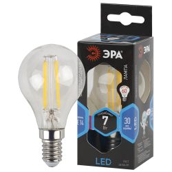 Лампа светодиодная ЭРА F-LED P45-7w-840-E14 E14 / Е14 7 Вт филамент шар нейтральный белый свет | Филаментные декоративные