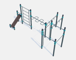 4 турника, шведская стенка, рукоход-змеевик, рукоход-молоток, наклонная скамья и вертикальные поручни
