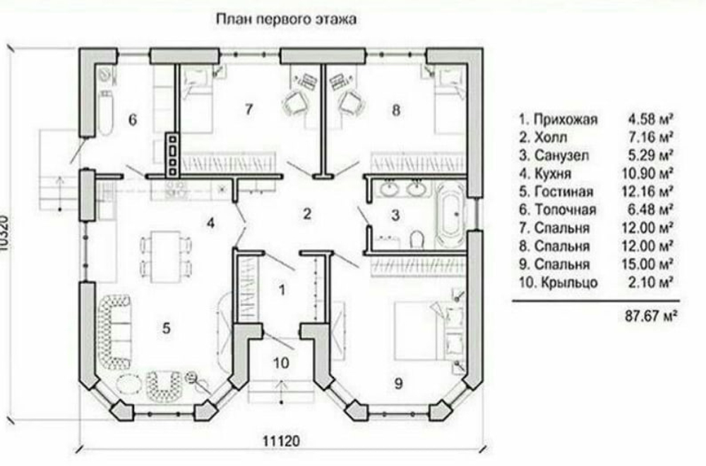 Проект Дома 87,67 кв. м К-110