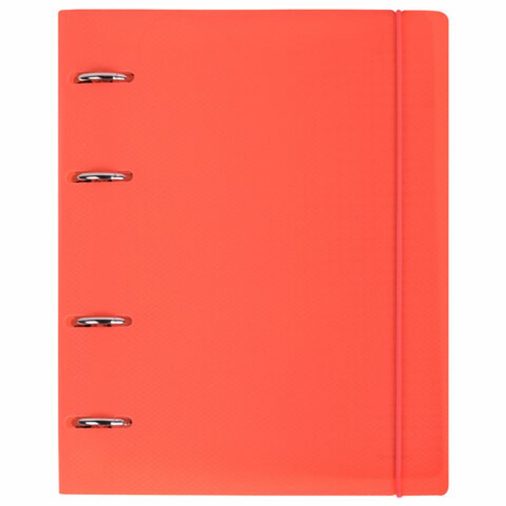 Тетрадь на кольцах А5 175х220 мм, 120 л., пластик, с резинкой, BRAUBERG, Коралловый, 404621