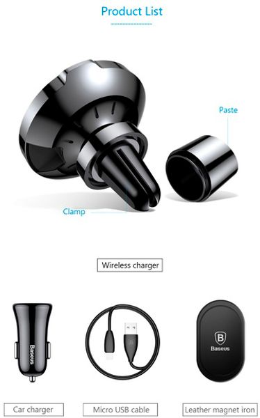 Автомобильный держатель Baseus Big Ears Car Mount Wireless Charger WXER-01 (Black)