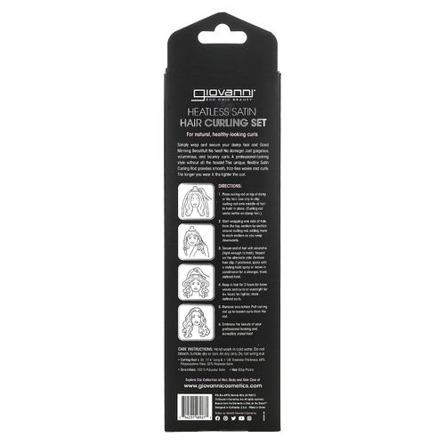 Giovanni, Heatless Satin, набор для завивки волос, черный, 4 шт.