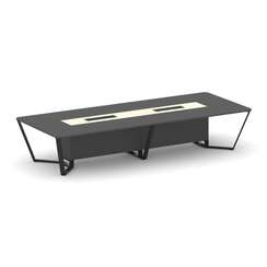 Steel Meet Стол переговорный прямоугольный KM-PR.B.SP-14 Антрацит/Ваниль Глянец/Металл Черный 4000*1