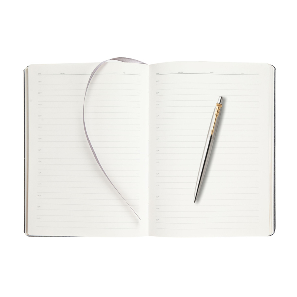 Подарочный набор: Шариковая ручка Parker Jotter Essential, St. Steel GT и Ежедневник недатированный, черный