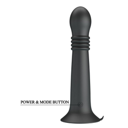 Черный стимулятор с поступательными движениями и вращением Stellan - 19,1 см.